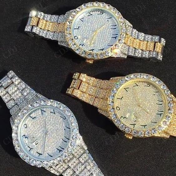 Fully Iced Out Patek Philippe Lab Diamond Studded Watch For Mens customdiamjewel