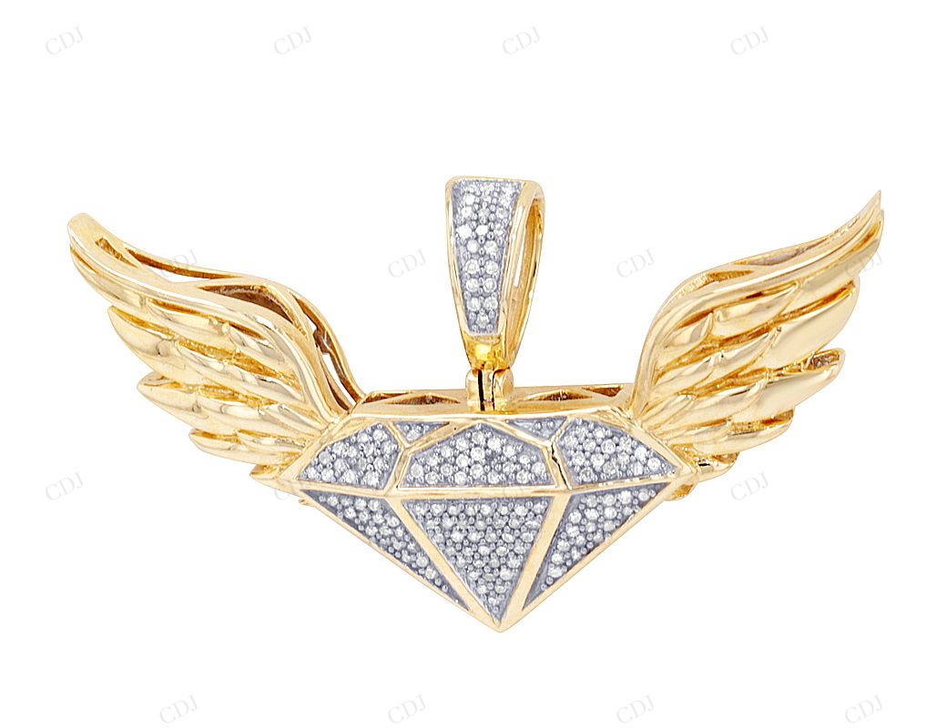 0.3 CTW Sterling Silver with Moissanite Wing Pendant CustomDiamJewel