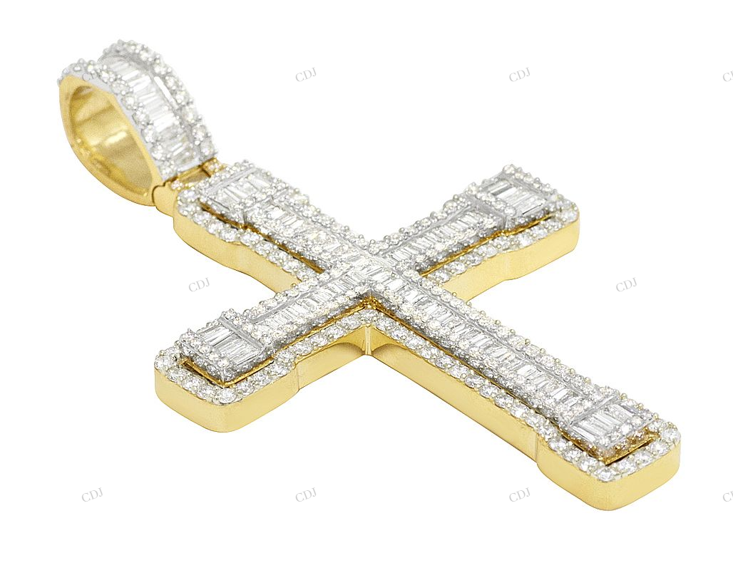 Custom Baguette Diamond Cross Luxury Pendant hip hop jewelry CustomDiamJewel