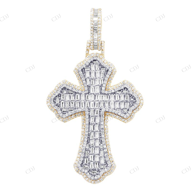 1.9 Inch Lab Grown Diamond 14K Gold Cross Pendant Hip Hop Pendent customdiamjewel