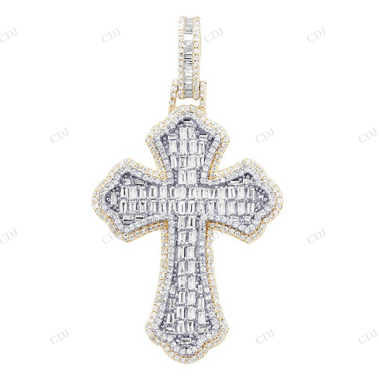 1.9 Inch Lab Grown Diamond 14K Gold Cross Pendant Hip Hop Pendent customdiamjewel