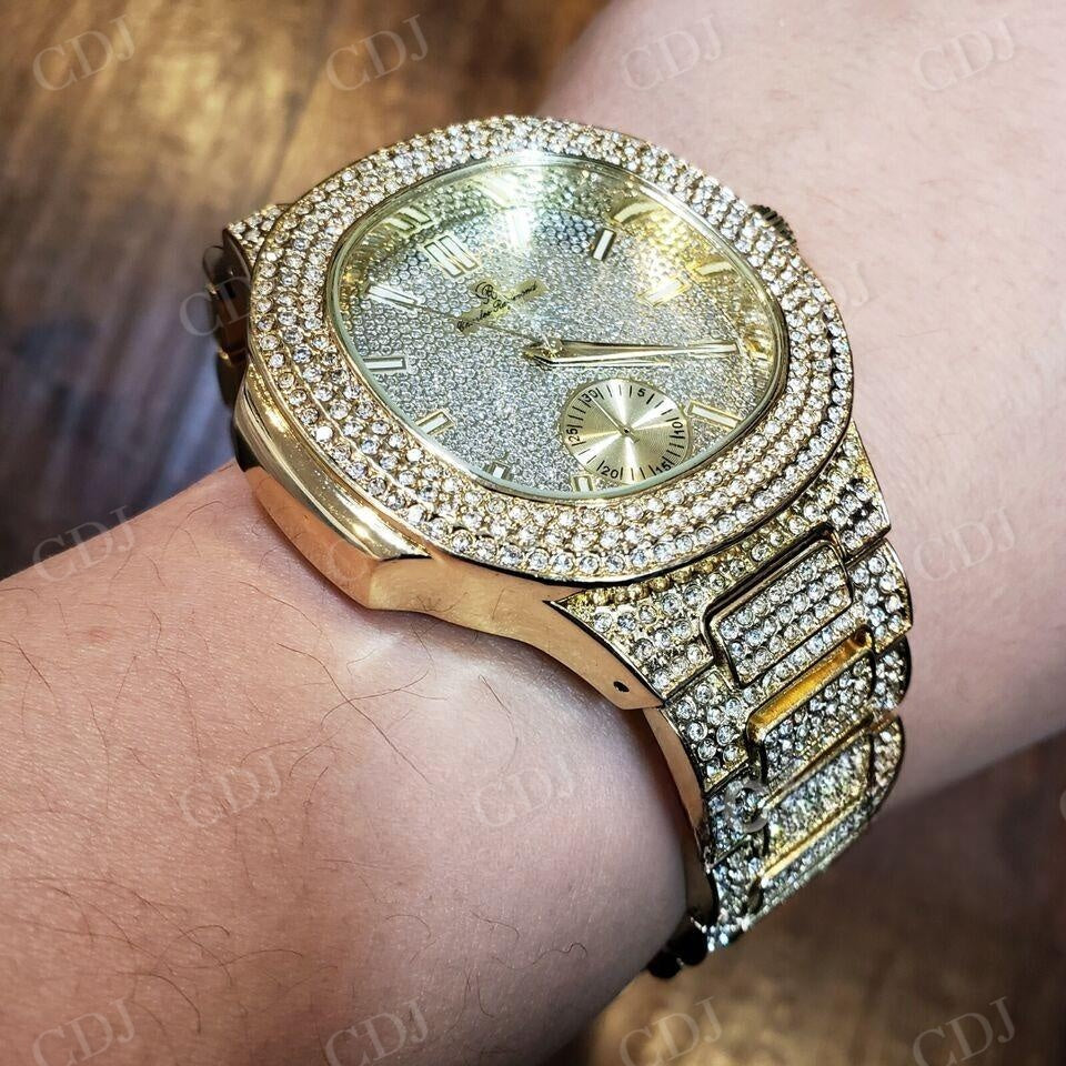 Lab Grown Diamond Patek Philippe Hip Hop Wrist Watch customdiamjewel