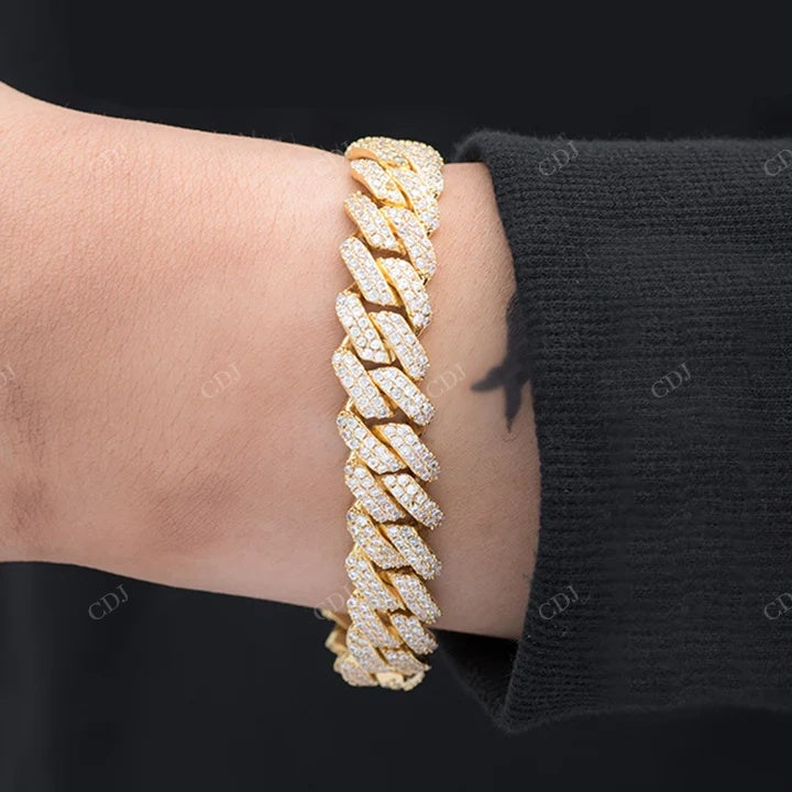 Sterling Silver Yellow Gold Plated Hip Hop Bracelet hip hop jewelry CustomDiamJewel