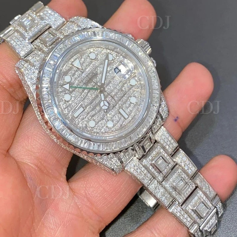 Fully Iced Out Rolex GMT- Master Men's Hip Hop Diamond Watch customdiamjewel