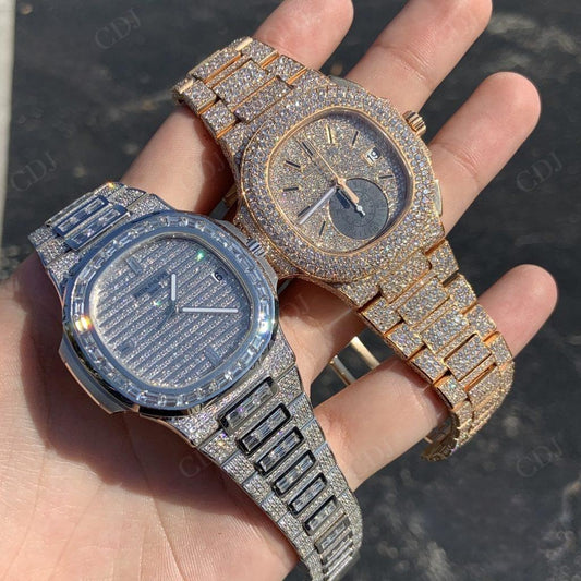 Fully Iced Out Patek Phillips Diamond Studded Watch  customdiamjewel   