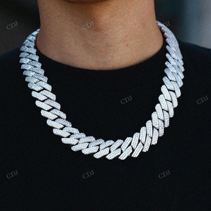 20MM Square Link Moissanite Silver Cuban Chain hip hop jewelry CustomDiamJewel