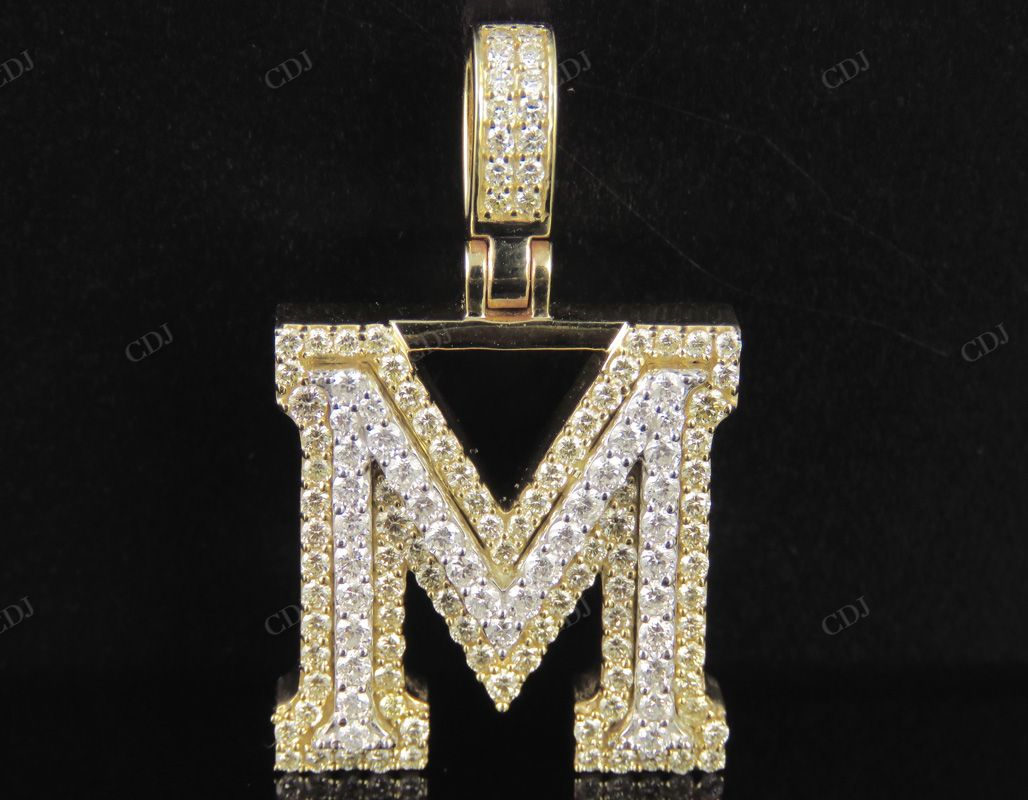 1.5CTW 10k Solid Gold Diamond 3D Initial M Letter Pendant CustomDiamJewel