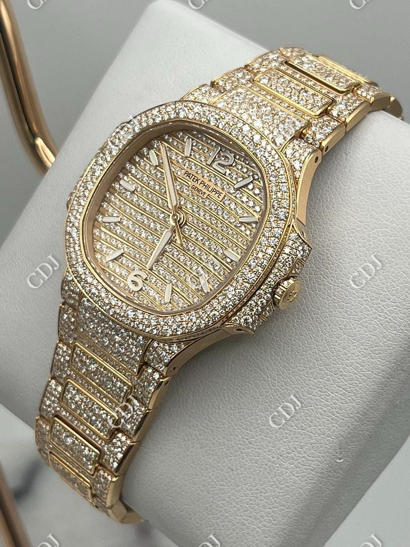 Fully Yellow Iced Out Hip Hop VVS Moissanite Patek Philippe Watch customdiamjewel