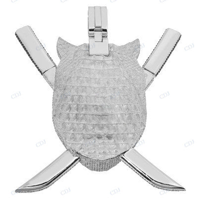 Moissanite Diamond Sterling Silver Ninja Logo Pendant hip hop jewelry CustomDiamJewel