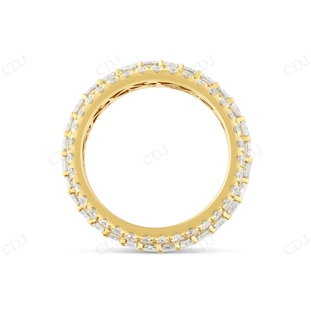 18k Yellow Gold Emerald & Round Diamond Men's Eternity Band hip hop jewelry CustomDiamJewel