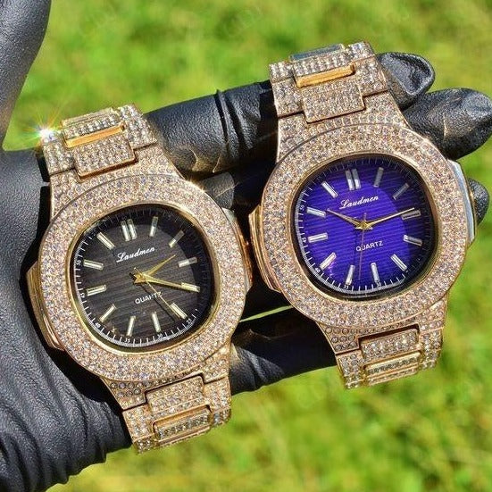 Full Yellow VVS Natural Diamond Studded Patek Philippe Watch For Men customdiamjewel