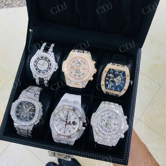 Iced out Roman Dial 41MM Iced Out Handmade Natural Diamond Watch customdiamjewel