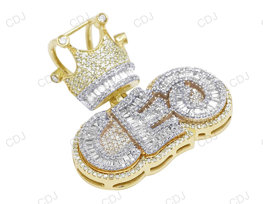 Hip Hop 925 Silver Baguette Diamond CEO Crown Pendant hip hop jewelry CustomDiamJewel
