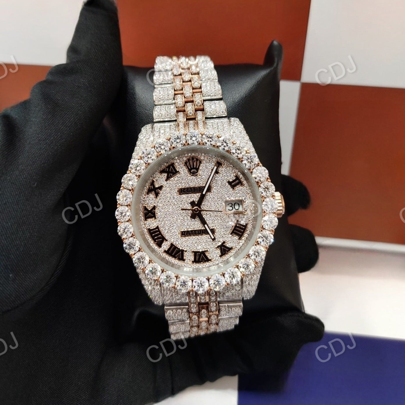 Luxury Hip-hop Round Case Rolex Jubilee Watch customdiamjewel