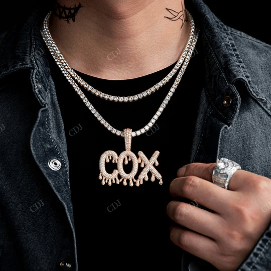 925 Sterling Silver Rose Gold And Yellow Gold Plated Custom Cursive Name Pendant hip hop jewelry CustomDiamJewel