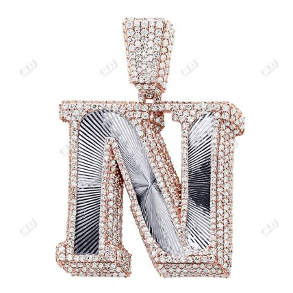 3.5CTW Iced Letter 'N' Rose Gold Diamond Initial Pendent hip hop jewelry CustomDiamJewel