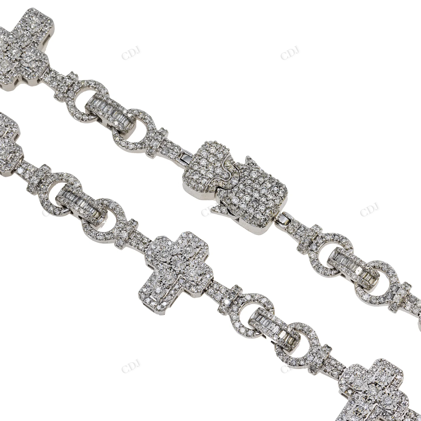12.16 CTW Round And Baguette Diamond Infinity Link Cross Chain hip hop jewelry CustomDiamJewel