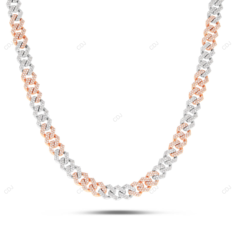 VVS Moissanite Two Tone Miami Cuban Link Chain CustomDiamJewel