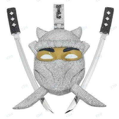 Moissanite Diamond Sterling Silver Ninja Logo Pendant hip hop jewelry CustomDiamJewel