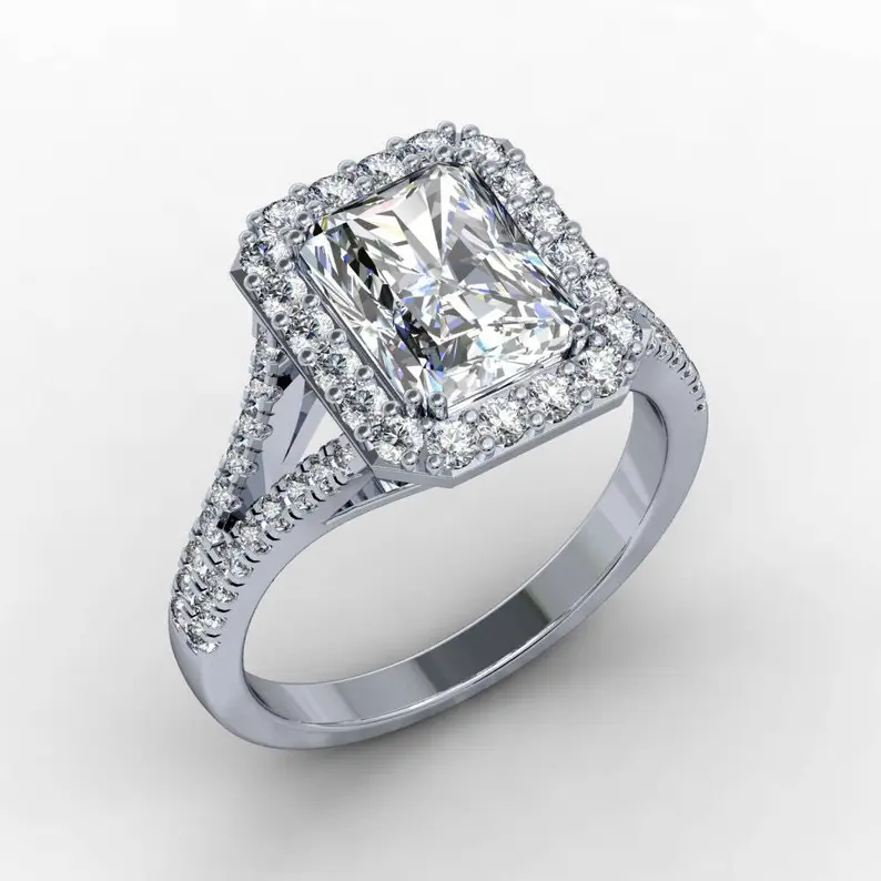 Radiant Cut Half Eternity Engagement Ring  customdiamjewel   