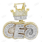 Hip Hop 925 Silver Baguette Diamond CEO Crown Pendant hip hop jewelry CustomDiamJewel