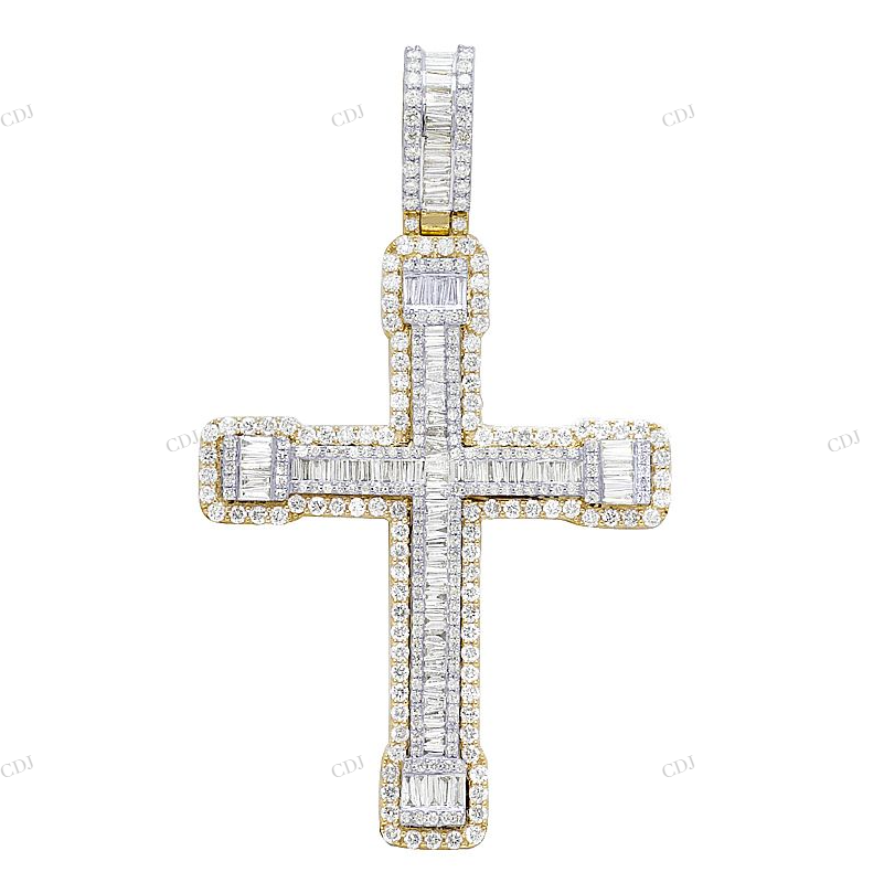 Custom Baguette Diamond Cross Luxury Pendant hip hop jewelry CustomDiamJewel