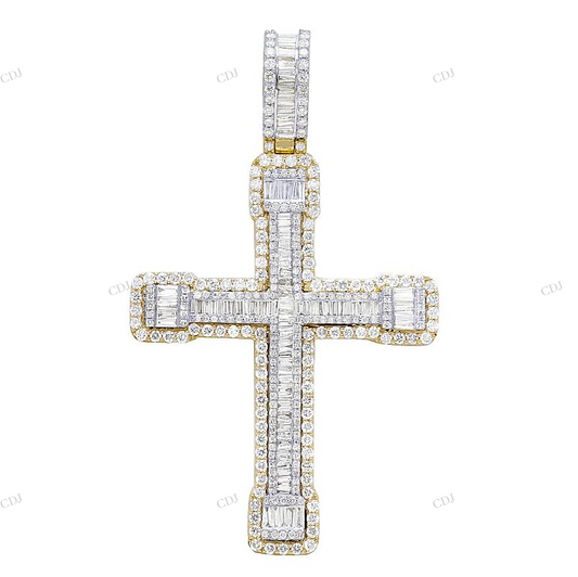 Custom Baguette Diamond Cross Luxury Pendant hip hop jewelry CustomDiamJewel