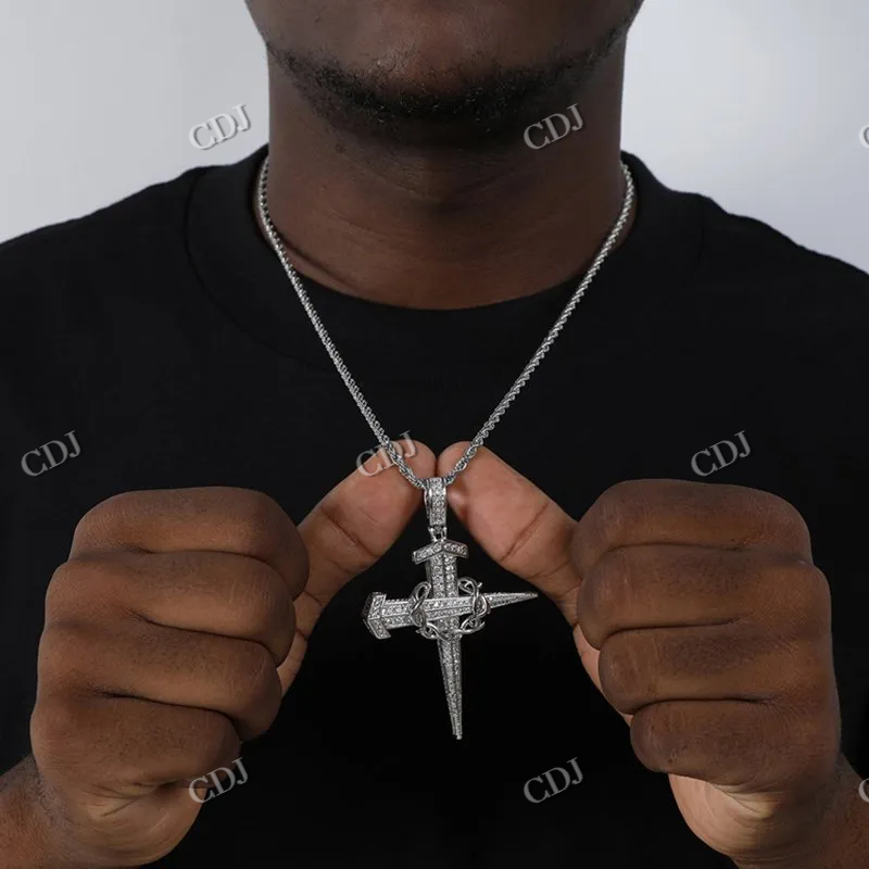Cross Design Solid Gold Hip Hop Pendant For Men hip hop jewelry CustomDiamJewel