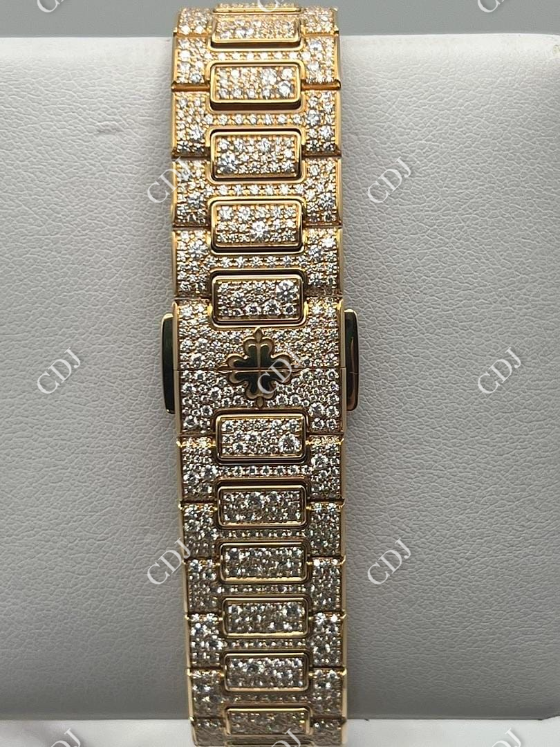 Fully Yellow Iced Out Hip Hop VVS Moissanite Patek Philippe Watch customdiamjewel