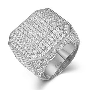 Fully Iced Out Bling Men's Signet Rings In 10K Solid Gold hip hop jewelry CustomDiamJewel