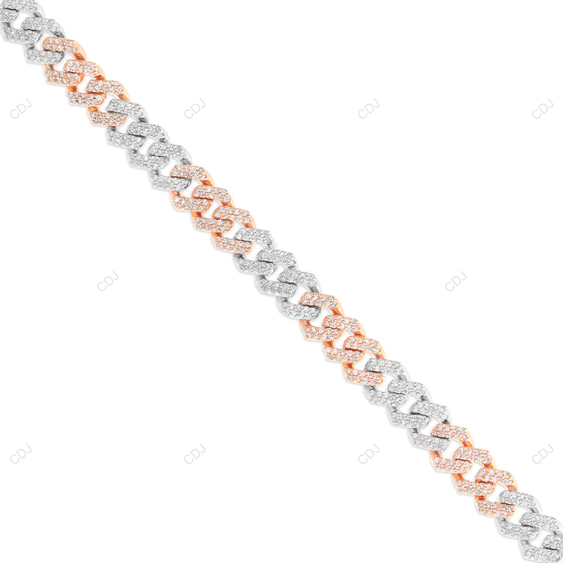 VVS Moissanite Two Tone Miami Cuban Link Chain CustomDiamJewel