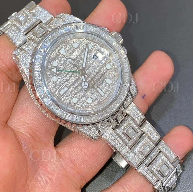 Fully Iced Out Rolex GMT- Master Men's Hip Hop Diamond Watch customdiamjewel