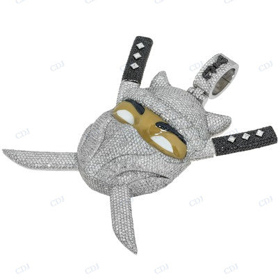 Moissanite Diamond Sterling Silver Ninja Logo Pendant hip hop jewelry CustomDiamJewel