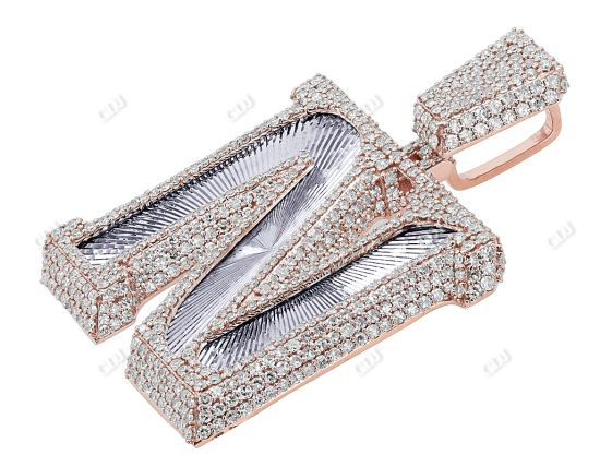 3.5CTW Iced Letter 'N' Rose Gold Diamond Initial Pendent hip hop jewelry CustomDiamJewel