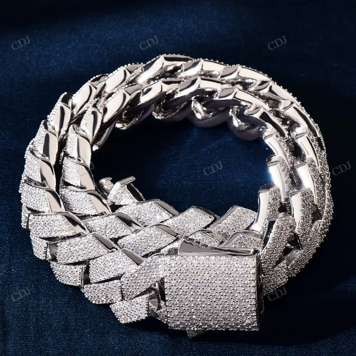 20MM Square Link Moissanite Silver Cuban Chain hip hop jewelry CustomDiamJewel