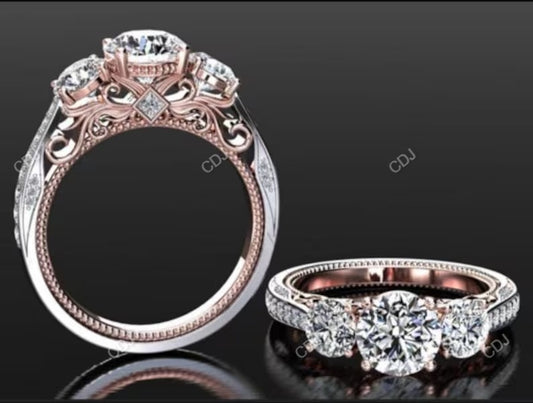 3.40 CTW Lab-Grown Diamond Milgrain Cluster Engagement Ring