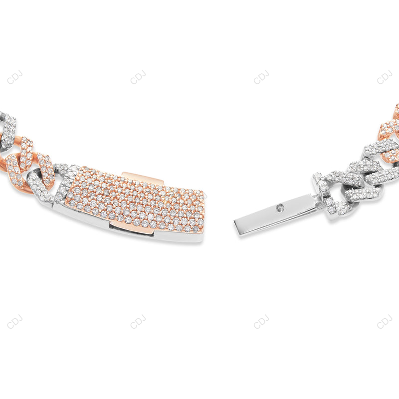 VVS Moissanite Two Tone Miami Cuban Link Chain CustomDiamJewel