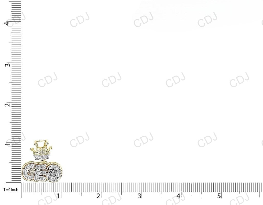 Hip Hop 925 Silver Baguette Diamond CEO Crown Pendant hip hop jewelry CustomDiamJewel