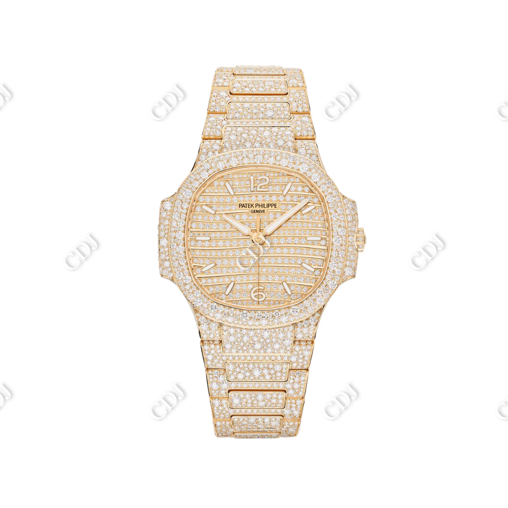 Fully Yellow Iced Out Hip Hop VVS Moissanite Patek Philippe Watch customdiamjewel