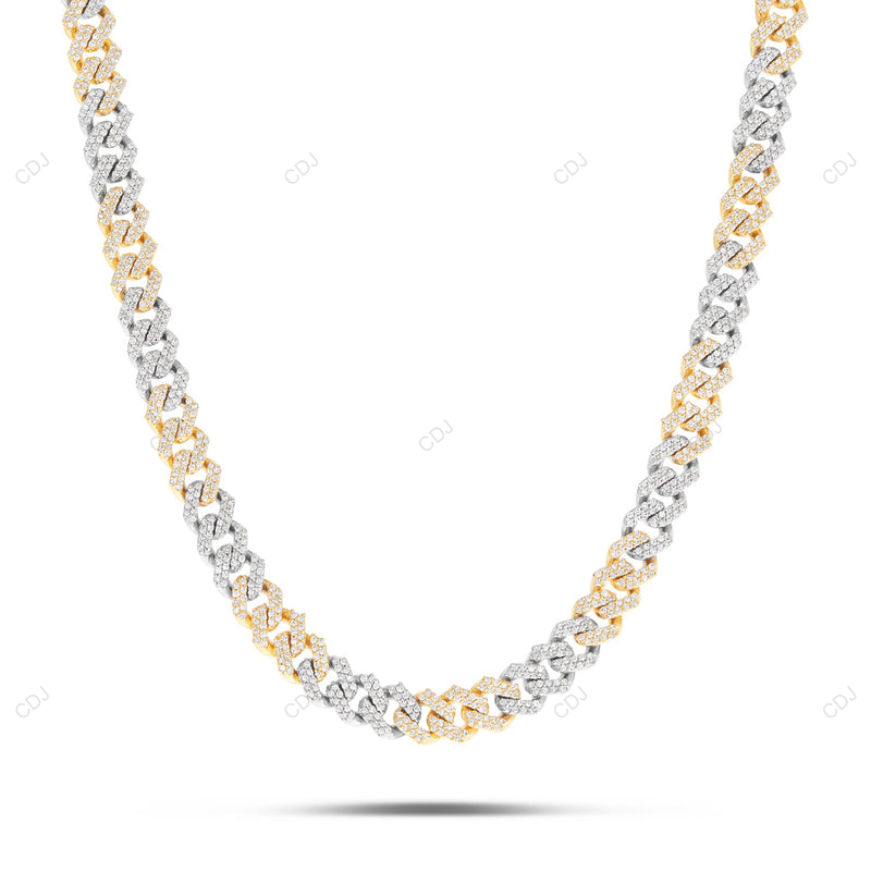 VVS Moissanite Two Tone Miami Cuban Link Chain CustomDiamJewel