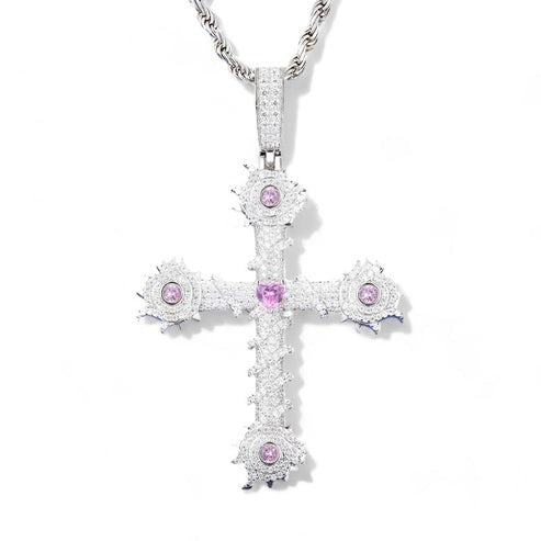 Iced out Barbed Moissanite Cross Pendant For Bling Men hip hop jewelry CustomDiamJewel