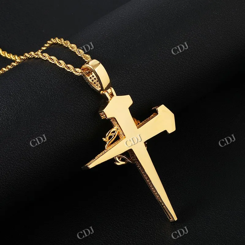 Cross Design Solid Gold Hip Hop Pendant For Men hip hop jewelry CustomDiamJewel