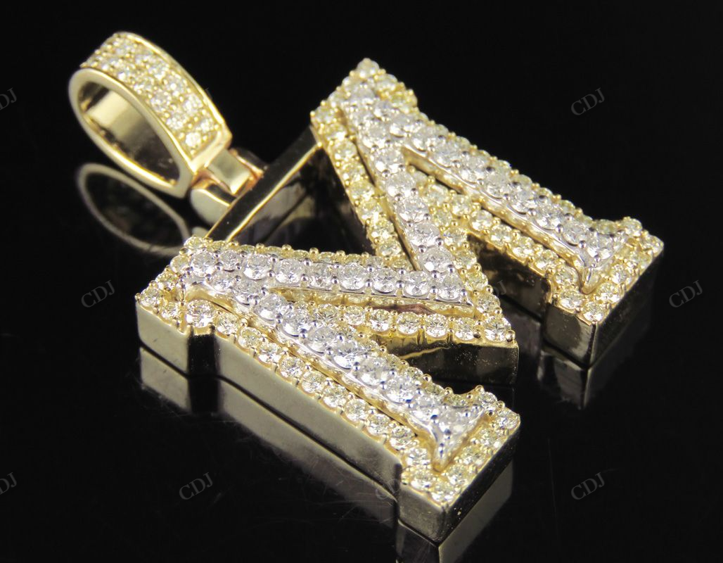 1.5CTW 10k Solid Gold Diamond 3D Initial M Letter Pendant CustomDiamJewel