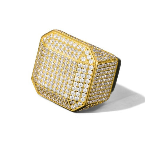 Fully Iced Out Bling Men's Signet Rings In 10K Solid Gold hip hop jewelry CustomDiamJewel