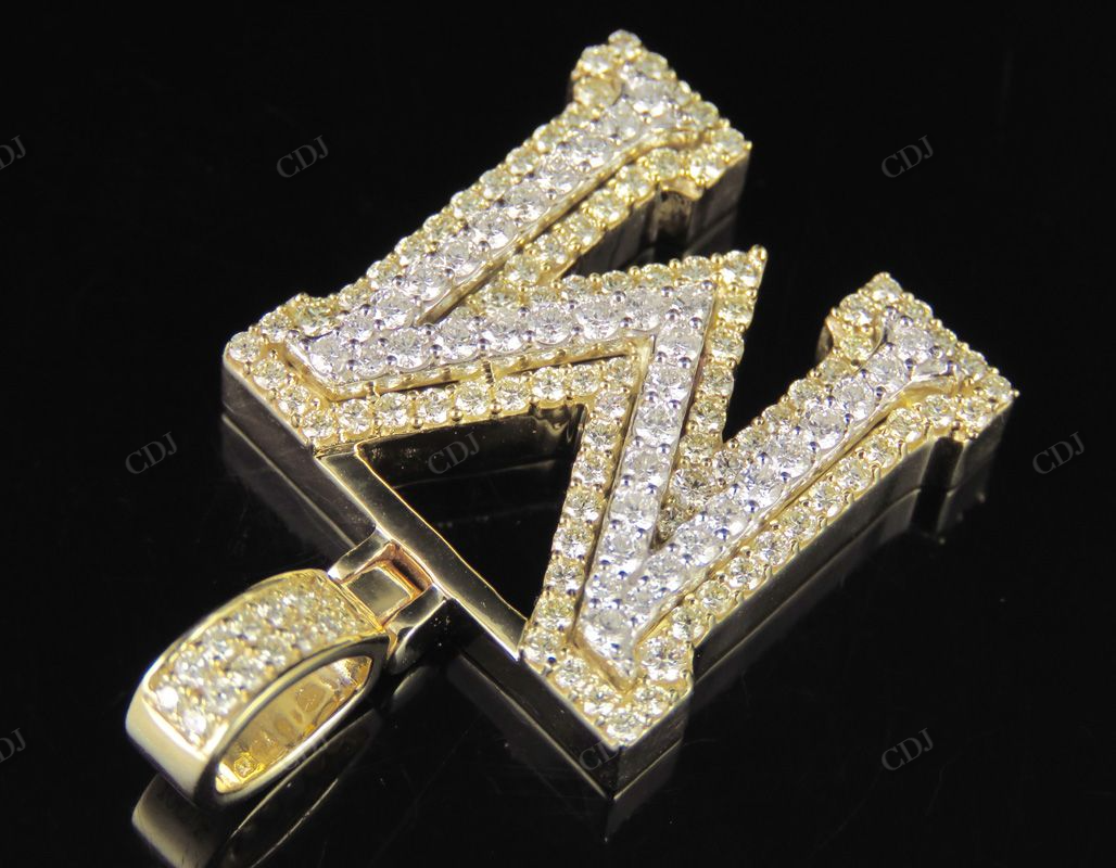1.5CTW 10k Solid Gold Diamond 3D Initial M Letter Pendant CustomDiamJewel