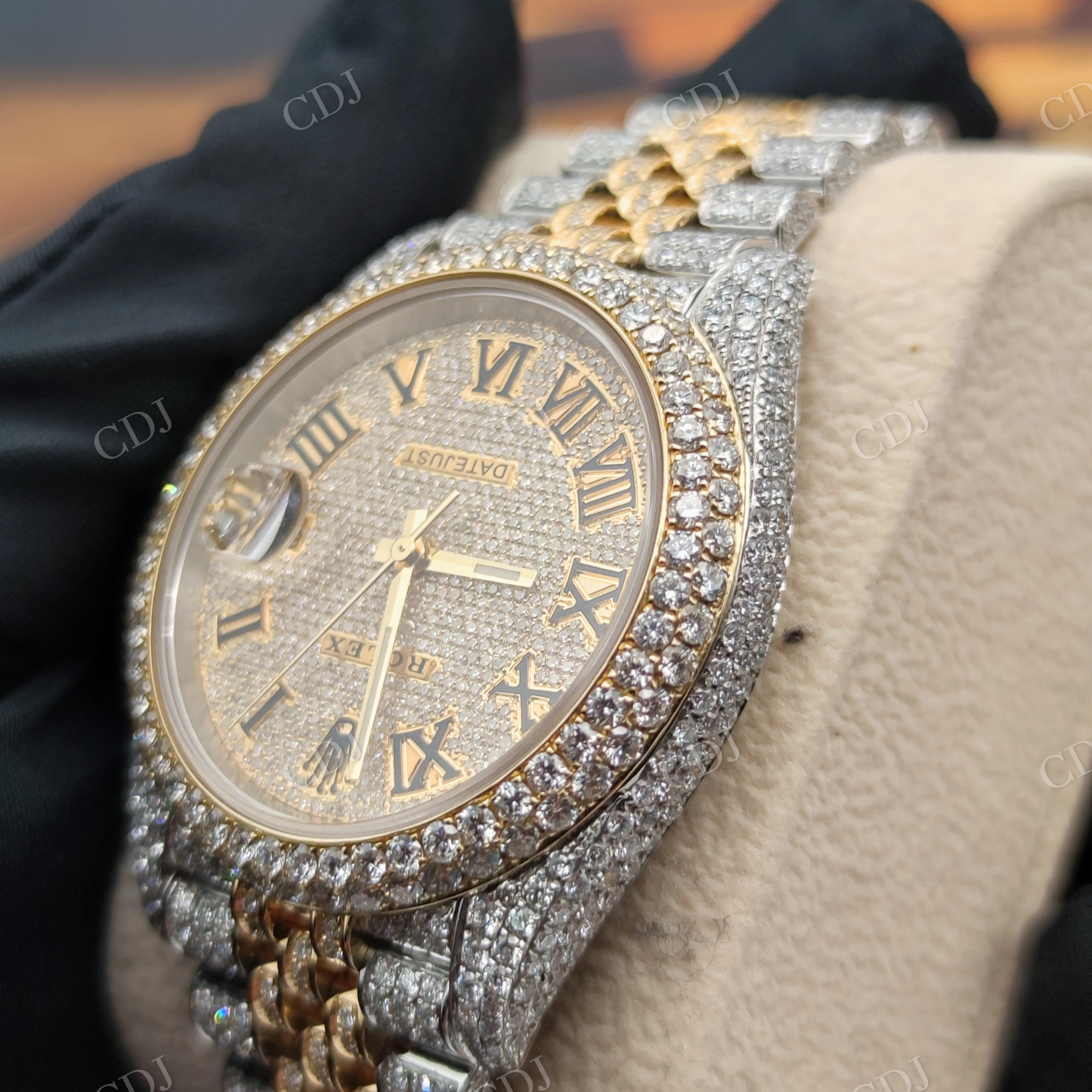 Moissanite Studded Iced Out Custom Rolex Watch customdiamjewel
