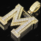 1.5CTW 10k Solid Gold Diamond 3D Initial M Letter Pendant CustomDiamJewel