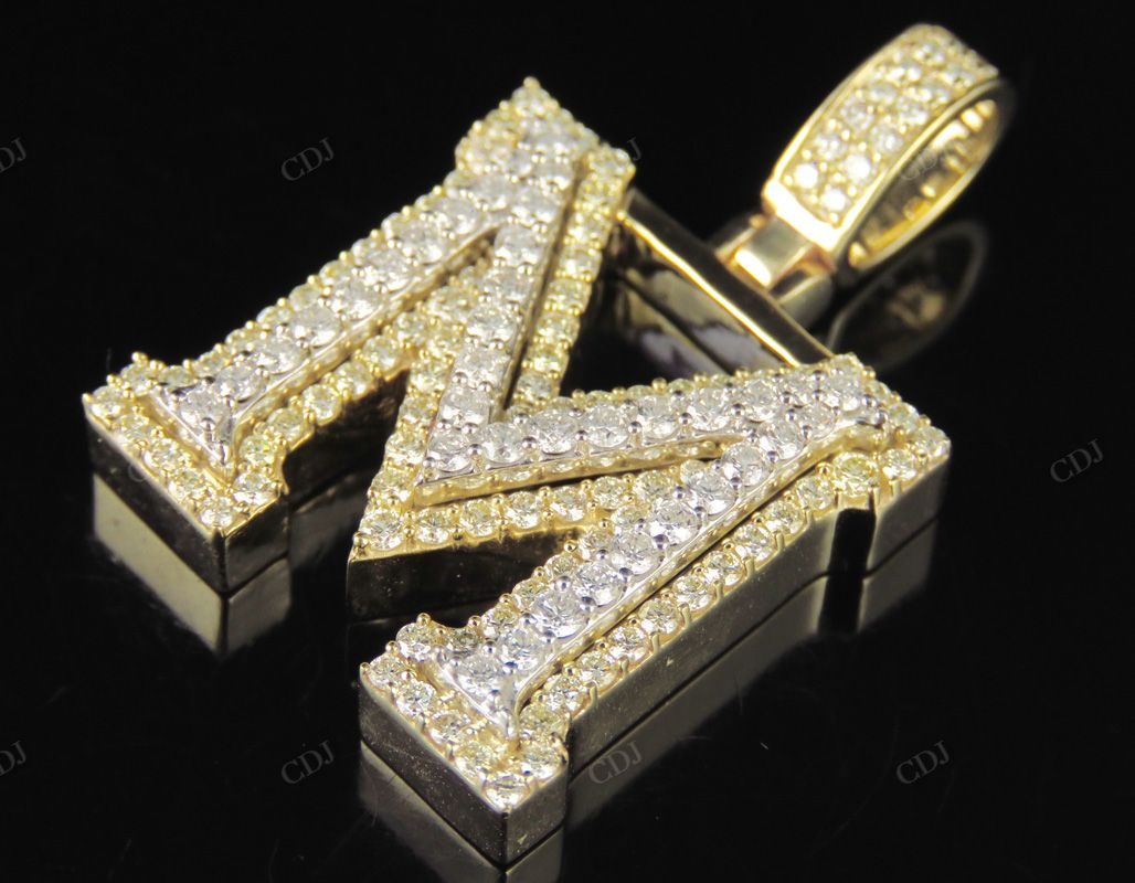 1.5CTW 10k Solid Gold Diamond 3D Initial M Letter Pendant CustomDiamJewel