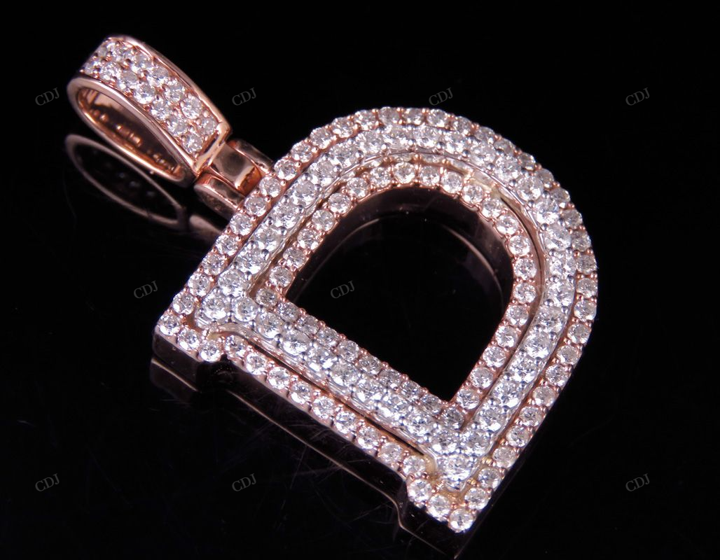 1.5" 1.7 CTW 10K Gold Natural Diamond D Letter Pendant CustomDiamJewel