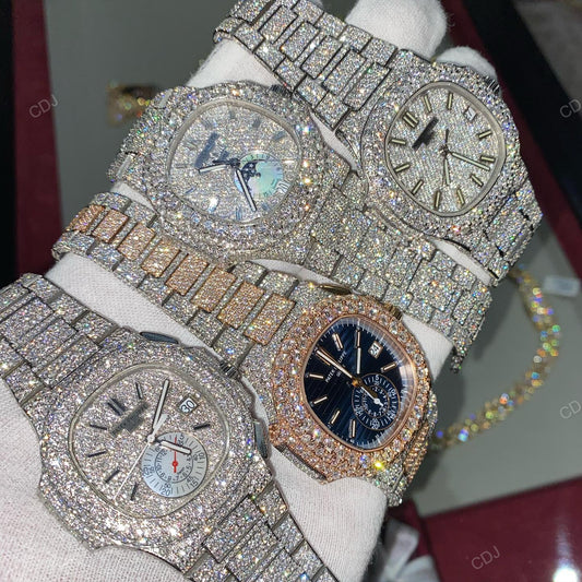 Luxurious Real Diamond Studded Full Iced Out Watches hip hop jewelry customdiamjewel